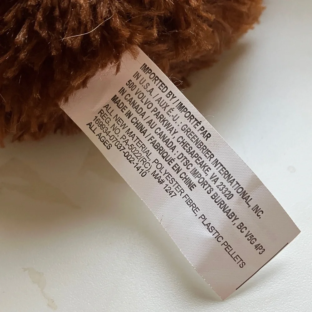 Chocolate Scented 6” Stuffed Teddy Bear w/tag-red ribbon-no real scent left